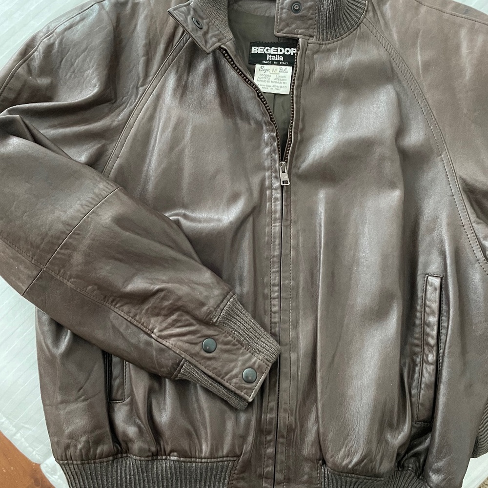Italian leather bomber jacket